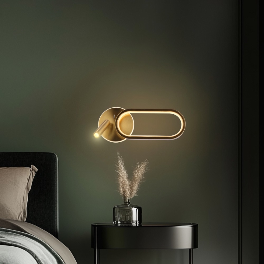 Φωτιστικό τοίχου LED MONET LED/13W/230V + LED/2W 3000/4000/6000K χρυσό