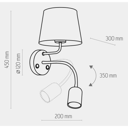 Φωτιστικό τοίχου MAJA 1xE27/15W/230V + 1xGU10/10W/230V μαύρο