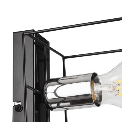 Φωτιστικό τοίχου MIKA 1xE27/60W/230V μαύρο/γυαλιστερό χρώμιο