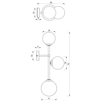 Φωτιστικό τοίχου POP 3xE14/40W/230V