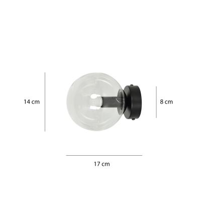 Φωτιστικό τοίχου ROSSI 1xE14/10W/230V μαύρο/διαφανές