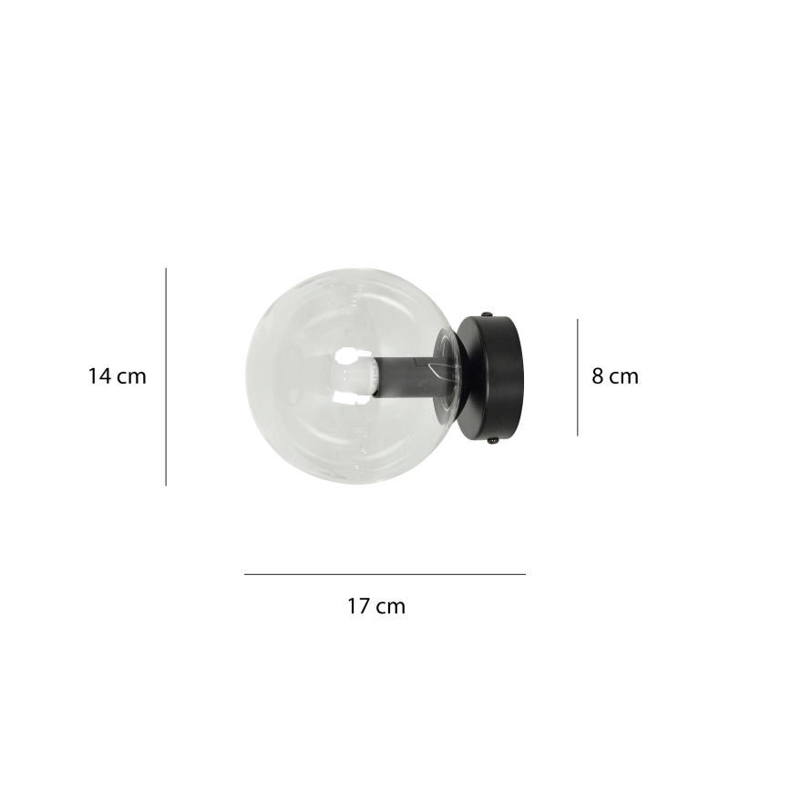Φωτιστικό τοίχου ROSSI 1xE14/10W/230V μαύρο/διαφανές