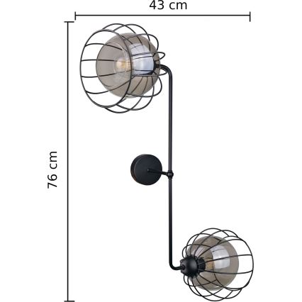 Φωτιστικό τοίχου SOLO BLACK 2xE27/60W/230V