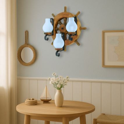 Φωτιστικό τοίχου TIMONA 3xE14/40W/230V οξιά - FSC πιστοποιημένο