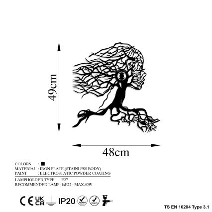 Φωτιστικό τοίχου TREE WOMAN 1xE27/40W/230V μαύρο