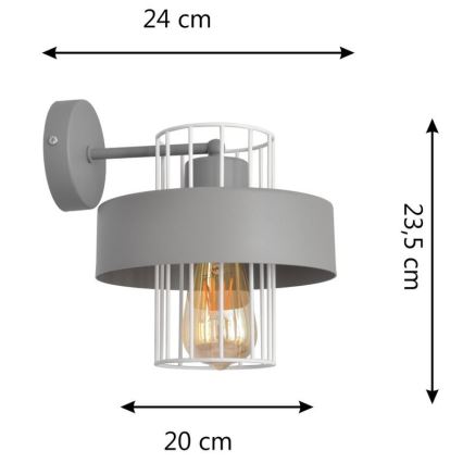 φωτιστικό τοίχου VOLTA 1xE27/15W/230V γκρι