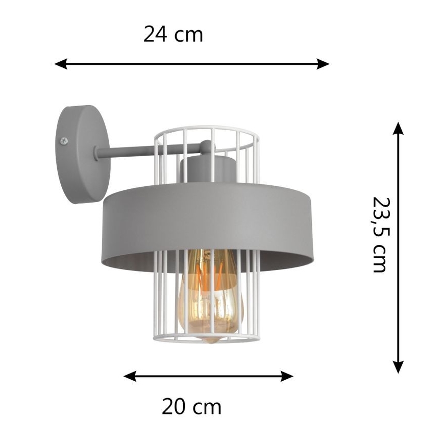 φωτιστικό τοίχου VOLTA 1xE27/15W/230V γκρι