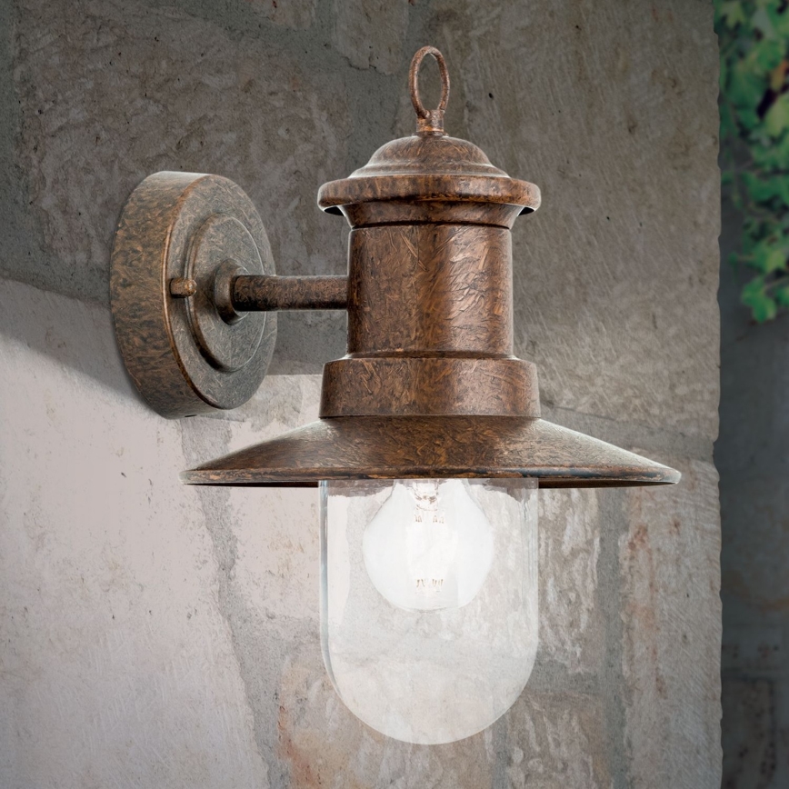 Φωτιστικό τοίχου εξωτερικού χώρου LEONIE 1xE27/60W/230V IP44 μπρονζέ