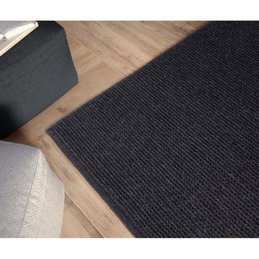 Χαλί FIR WOOL 120x170 cm 2600 g/m2 ανθρακί/φυσικό