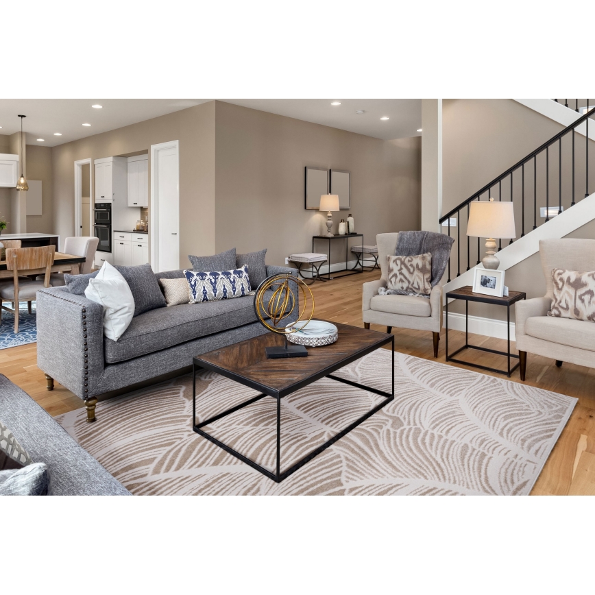 Χαλί SALAMANCA 200x280 εκ., μπεζ/λευκό, με σχέδιο φύλλων