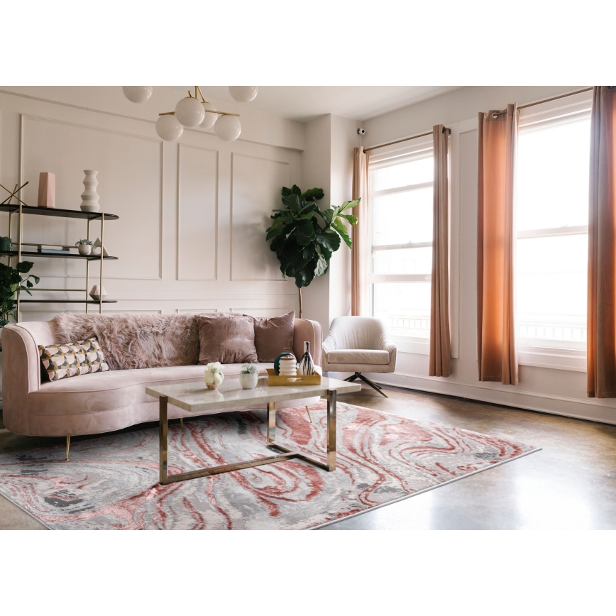 Χαλί STONE 80x140 εκ. ροζ/γκρι
