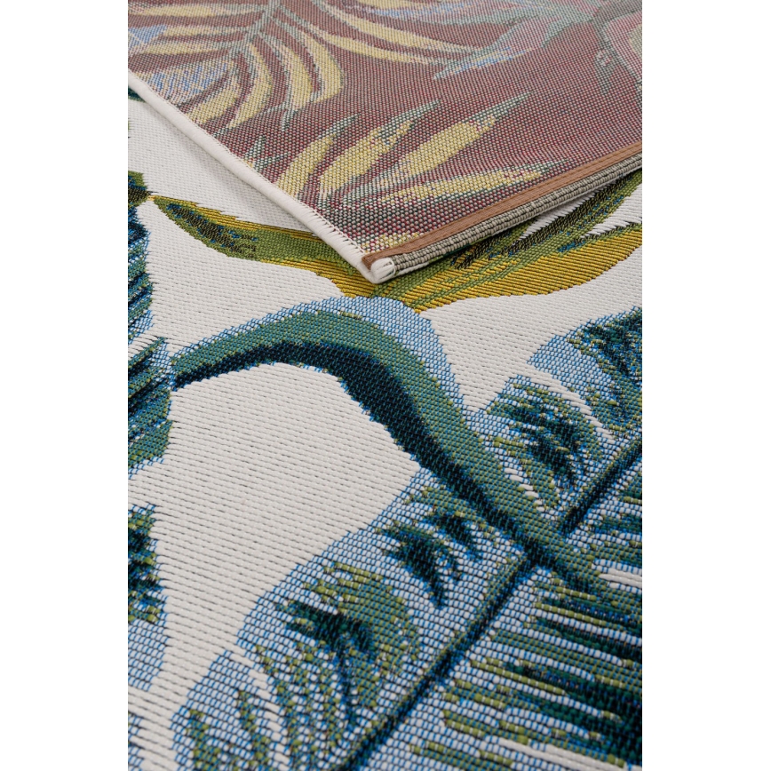 Χαλί εξωτερικού χώρου CAPPUCCINO 80x165 cm τουρκουάζ/σχέδιο φύλλων