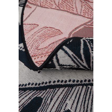 Χαλί εξωτερικού χώρου JUNGLE 135 cm μαύρο/λευκό/σχέδιο φύλλων