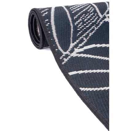 Χαλί εξωτερικού χώρου JUNGLE 160x220 cm μαύρο/λευκό/σχέδιο φύλλων