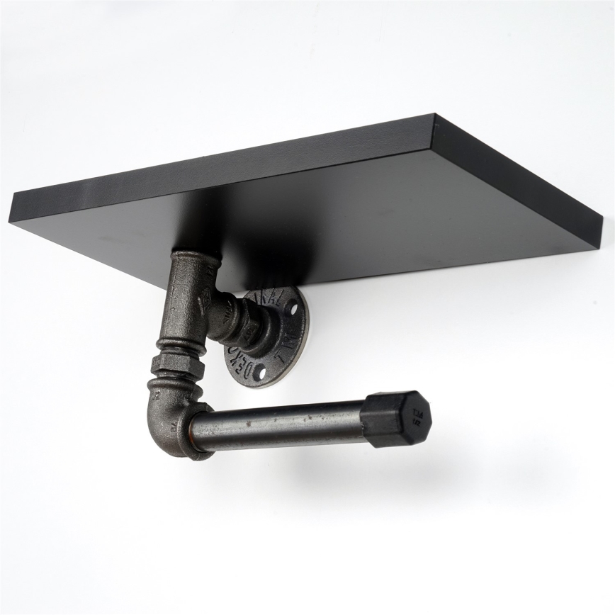 Χαρτοθήκη με ράφι BORU 12x30 cm μαύρη