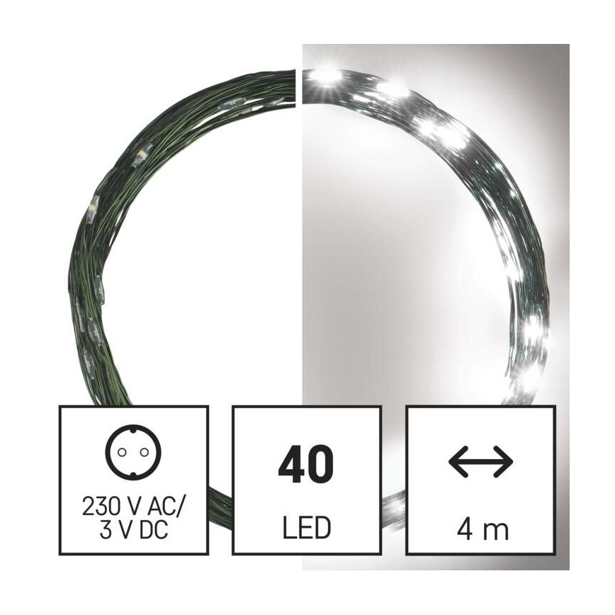 Χριστουγεννιάτικα λαμπάκια LED εξωτερικού χώρου 40xLED/9m IP44 ψυχρό λευκό