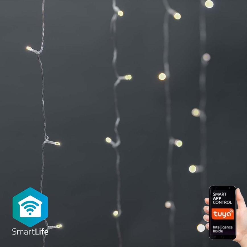Χριστουγεννιάτικη κουρτίνα LED 200xLED / 11 λειτουργίες, 6 m, IP65, Wi‑Fi Tuya, από θερμό έως ψυχρό λευκό