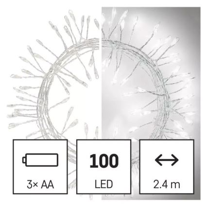 Χριστουγεννιάτικη LED γιρλάντα 100xLED/3xAA 2,7 m ψυχρό λευκό