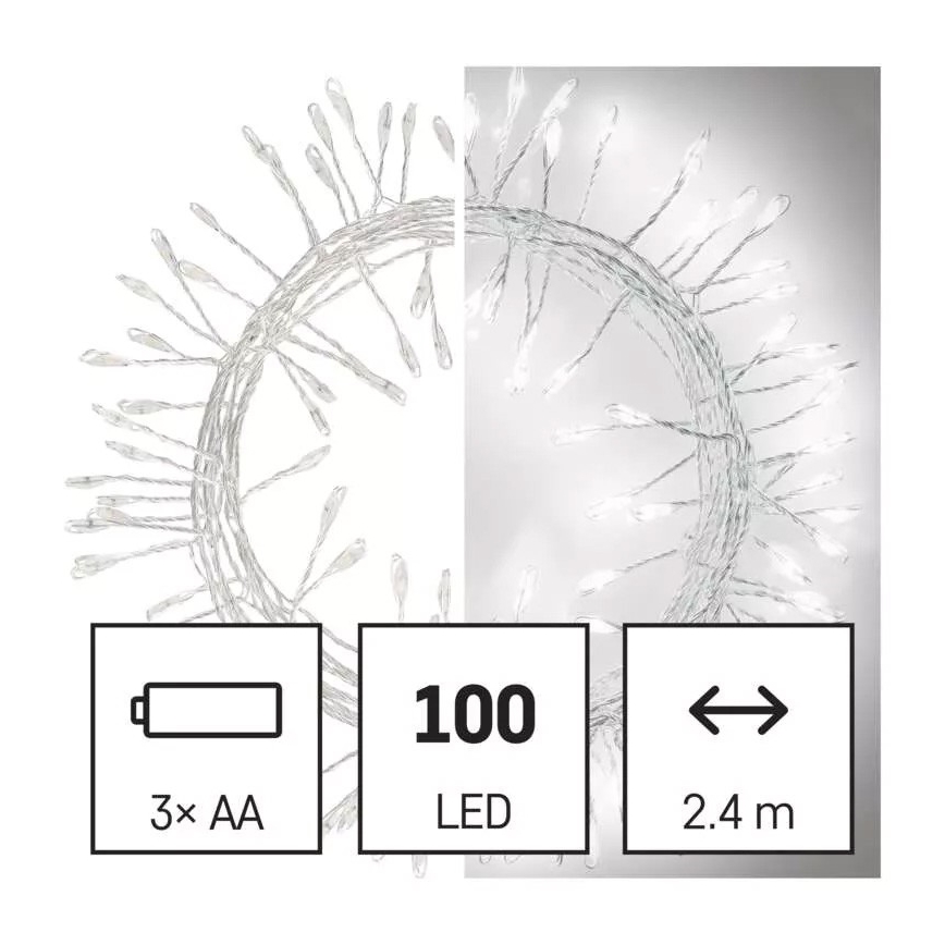 Χριστουγεννιάτικη LED γιρλάντα 100xLED/3xAA 2,7 m ψυχρό λευκό
