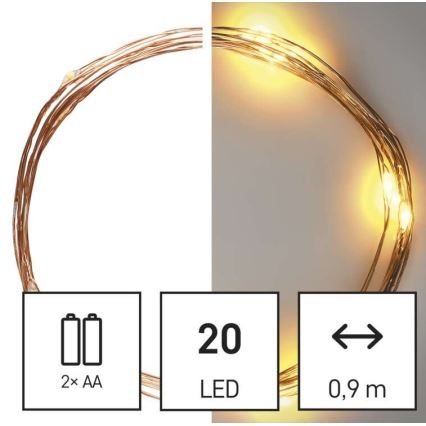 Χριστουγεννιάτικη LED γιρλάντα 20xLED/2,4m θερμό λευκό
