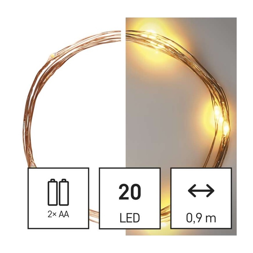Χριστουγεννιάτικη LED γιρλάντα 20xLED/2,4m θερμό λευκό