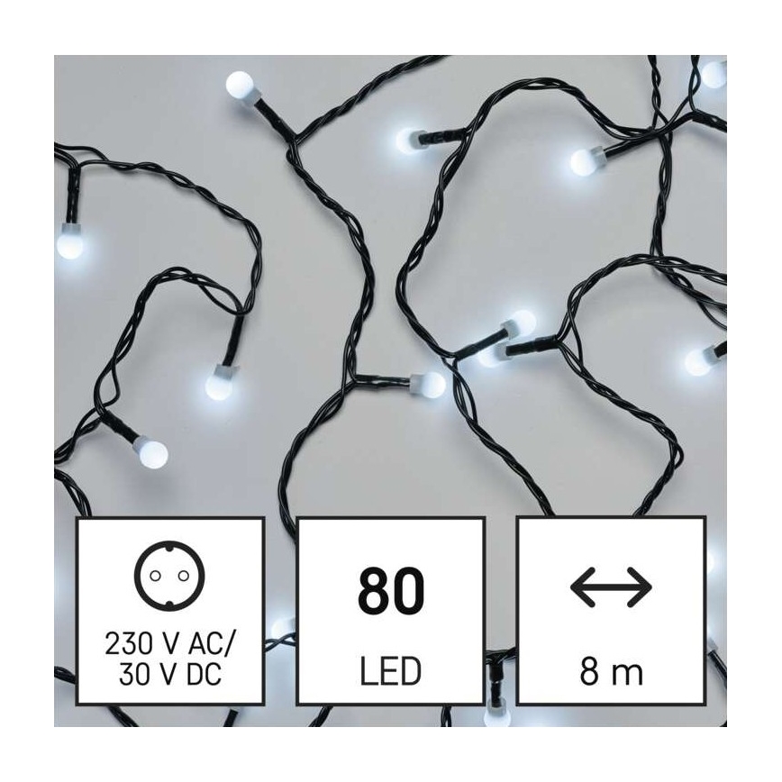 Χριστουγεννιάτικη LED γιρλάντα εξωτερικού χώρου 80xLED/13m IP44 ψυχρό λευκό