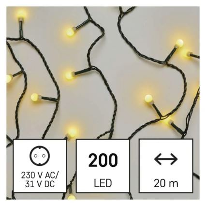 Χριστουγεννιάτικη γιρλάντα LED 200xLED/8 λειτουργίες 20m IP44 ζεστό λευκό