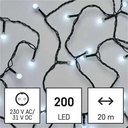 Χριστουγεννιάτικη γιρλάντα LED 200xLED/8 λειτουργίες 20m IP44 ψυχρό λευκό