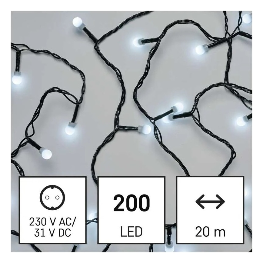 Χριστουγεννιάτικη γιρλάντα LED 200xLED/8 λειτουργίες 20m IP44 ψυχρό λευκό