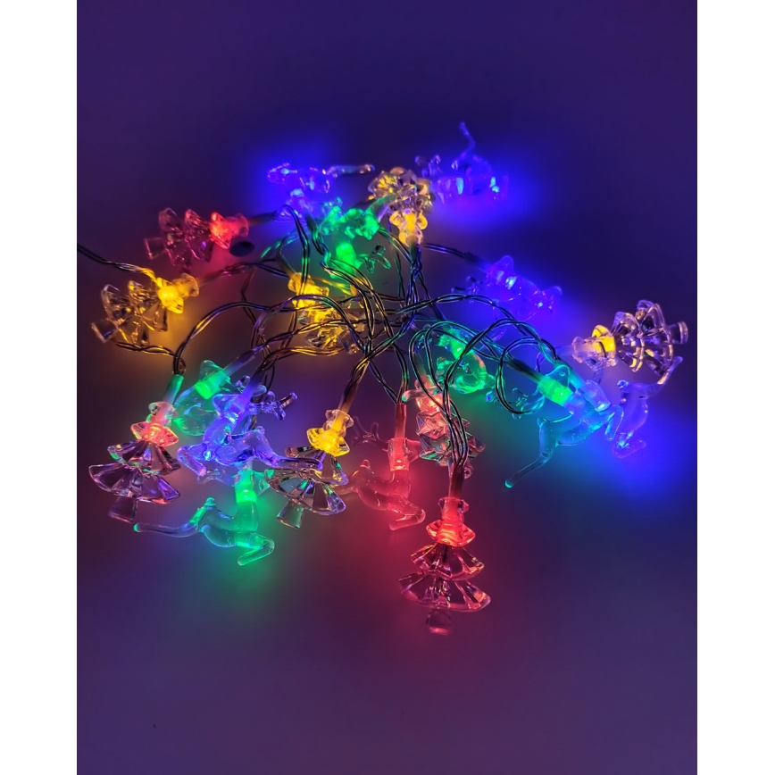 Χριστουγεννιάτικη εξωτερική γιρλάντα 20xLED/2xAA, μήκους 2,2 m, IP44, πολύχρωμη — με φιγούρες σε σχήμα δέντρων και ταράνδων