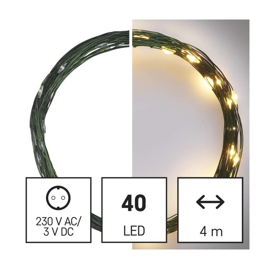 Χριστουγεννιάτικη εξωτερική γιρλάντα LED 40xLED/9m IP44 ζεστό λευκό