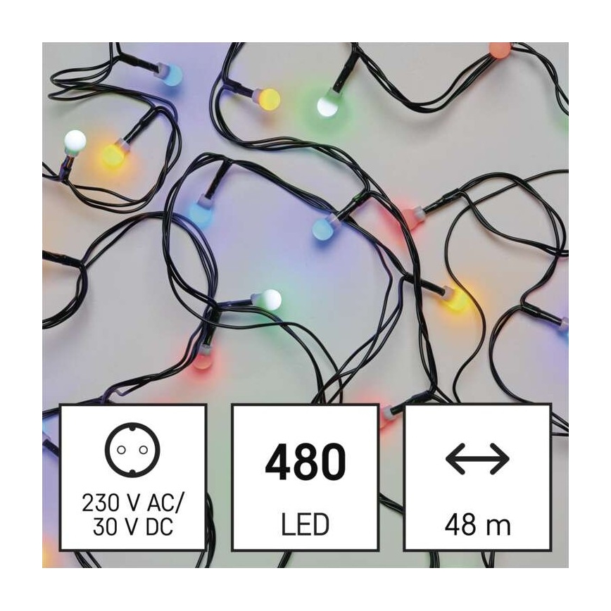 Χριστουγεννιάτικη εξωτερική γιρλάντα LED 480xLED/53m IP44 πολύχρωμη