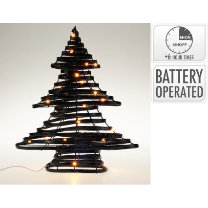 Χριστουγεννιάτικη διακόσμηση LED 30xLED/3xAA 40 cm θερμό λευκό σχήμα δέντρου/μαύρο