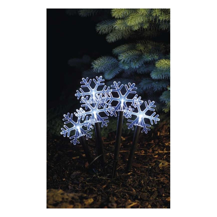 Χριστουγεννιάτικη διακόσμηση LED εξωτερικού χώρου 5xLED/3xAA IP44 νιφάδες χιονιού