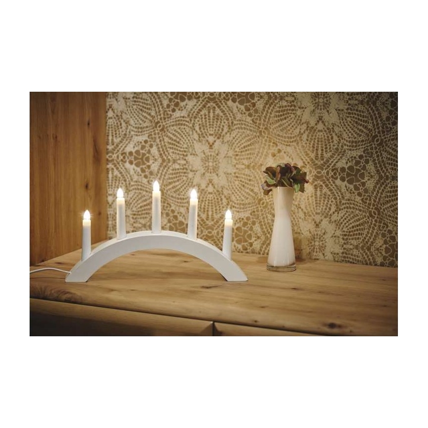 Χριστουγεννιάτικο κηροπήγιο 5xE10/15W/230V λευκό