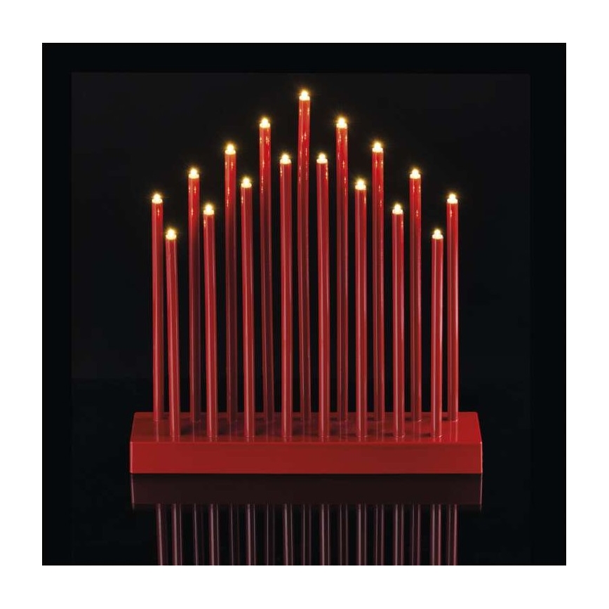 Χριστουγεννιάτικο κηροπήγιο LED 17xLED/3xAA κόκκινο