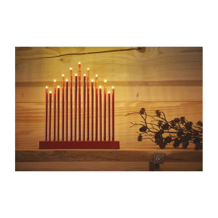 Χριστουγεννιάτικο κηροπήγιο LED 17xLED/3xAA κόκκινο