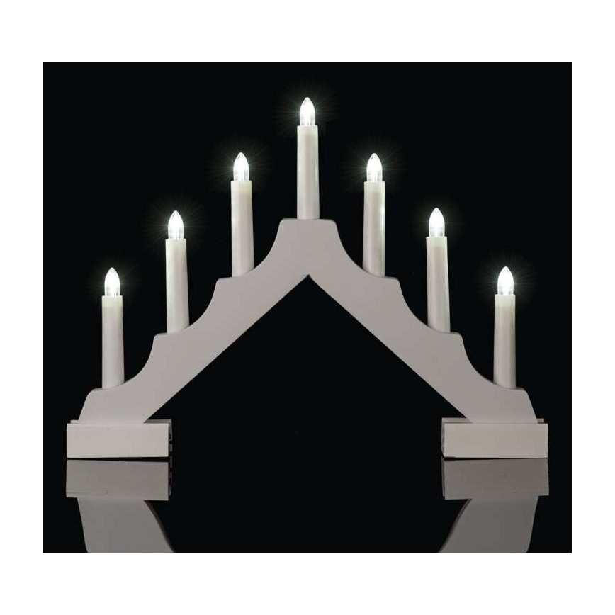 Χριστουγεννιάτικο κηροπήγιο LED 7xLED/2xAA λευκό