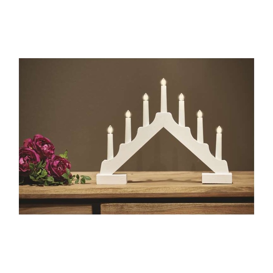 Χριστουγεννιάτικο κηροπήγιο LED 7xLED/2xAA λευκό