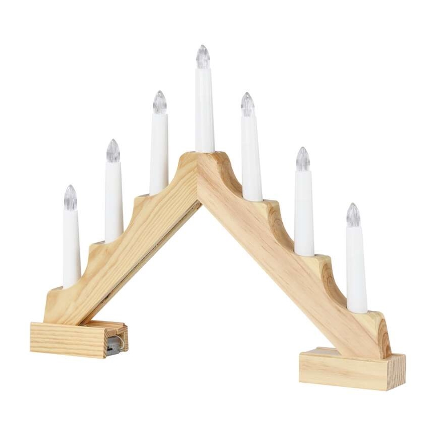 Χριστουγεννιάτικο κηροπήγιο LED 7xLED/2xAA μπεζ