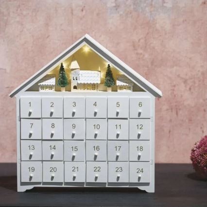 Χριστουγεννιάτικο ημερολόγιο LED 8xLED/2xAA λευκό