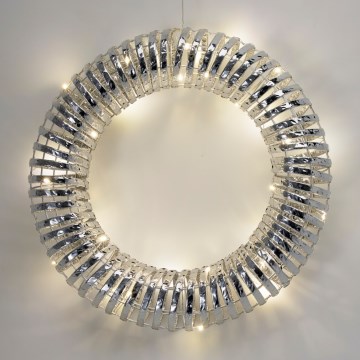 Χριστουγεννιάτικο στεφάνι LED 30xLED/3xAA, διάμ. 40 cm, θερμό λευκό / ασημί