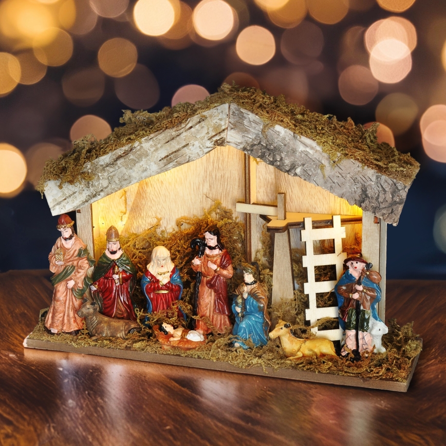 Χριστουγεννιάτικο διακοσμητικό LED LED/2xAA/θερμό λευκό φάτνη