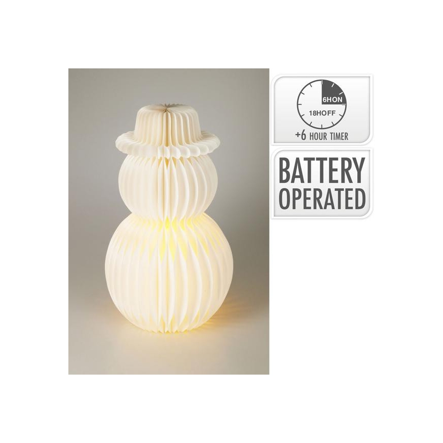 Χριστουγεννιάτικος LED χιονάνθρωπος 12xLED/3xAA 39 cm, θερμό λευκό