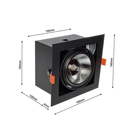 Χωνευτό φως PLAZA AR111 1xGU10/12W/230V μαύρο