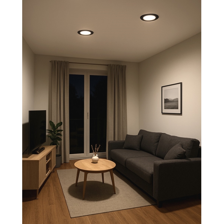 Χωνευτό Φωτιστικό LED CIRCLE LED/6W/230V 4000K διάμετρος 12 cm μαύρο