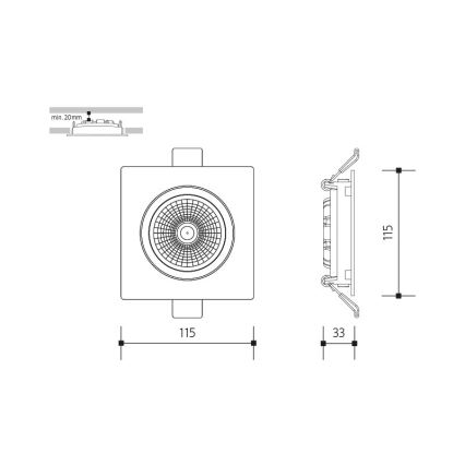 Χωνευτό Φωτιστικό LED LED/18W/230V 4000K 11,5x11,5 cm μαύρο