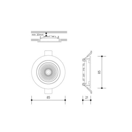 Χωνευτό Φωτιστικό LED LED/6W/230V 4000K διάμετρος 8,5 cm μαύρο