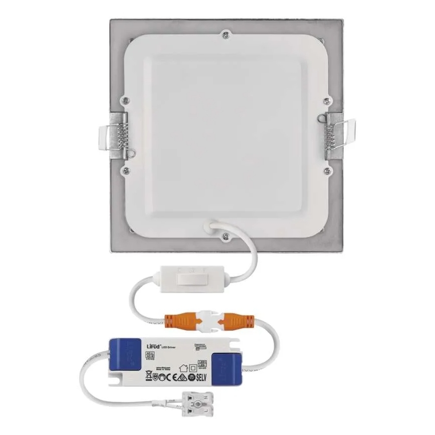 Χωνευτό φωτιστικό LED NEXXO LED/12,5W/230V 3000/3500/4000K, ασημί, 17x17 cm