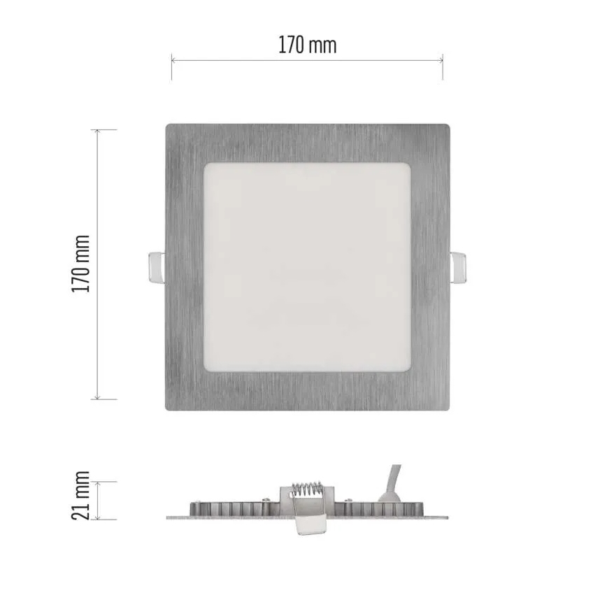Χωνευτό φωτιστικό LED NEXXO LED/12,5W/230V 3000/3500/4000K, ασημί, 17x17 cm